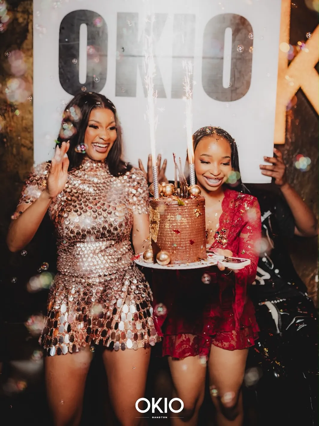A private birthday celebration at OKIO with a sparkler cake
